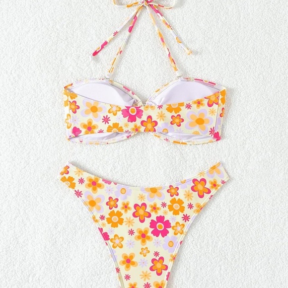 Women's 2 Piece Swimsuits O Ring High Waist Bandeau Bikini Set Bathing Suit - Picture 5 of 6